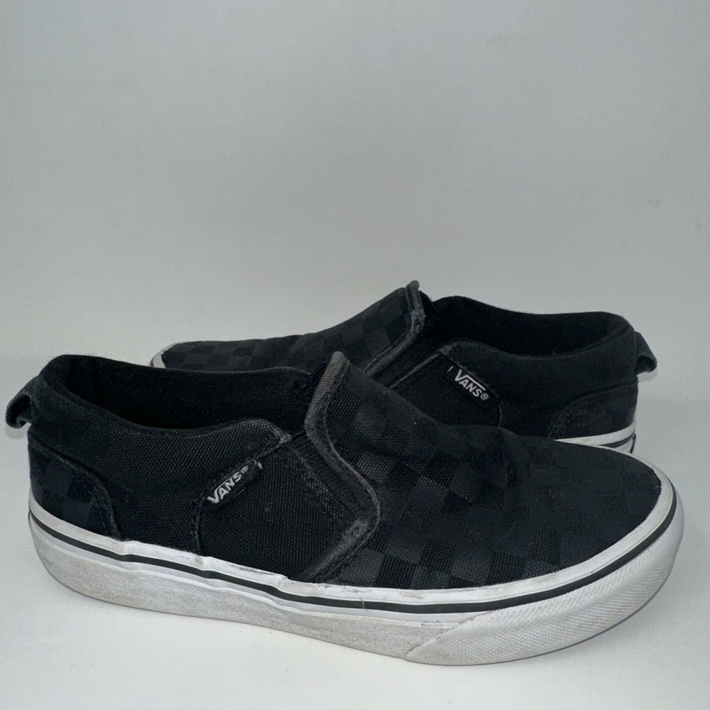 Vans Classic Black Checkerboard Slip Ons Kids Size 1 - Picture 1 of 16